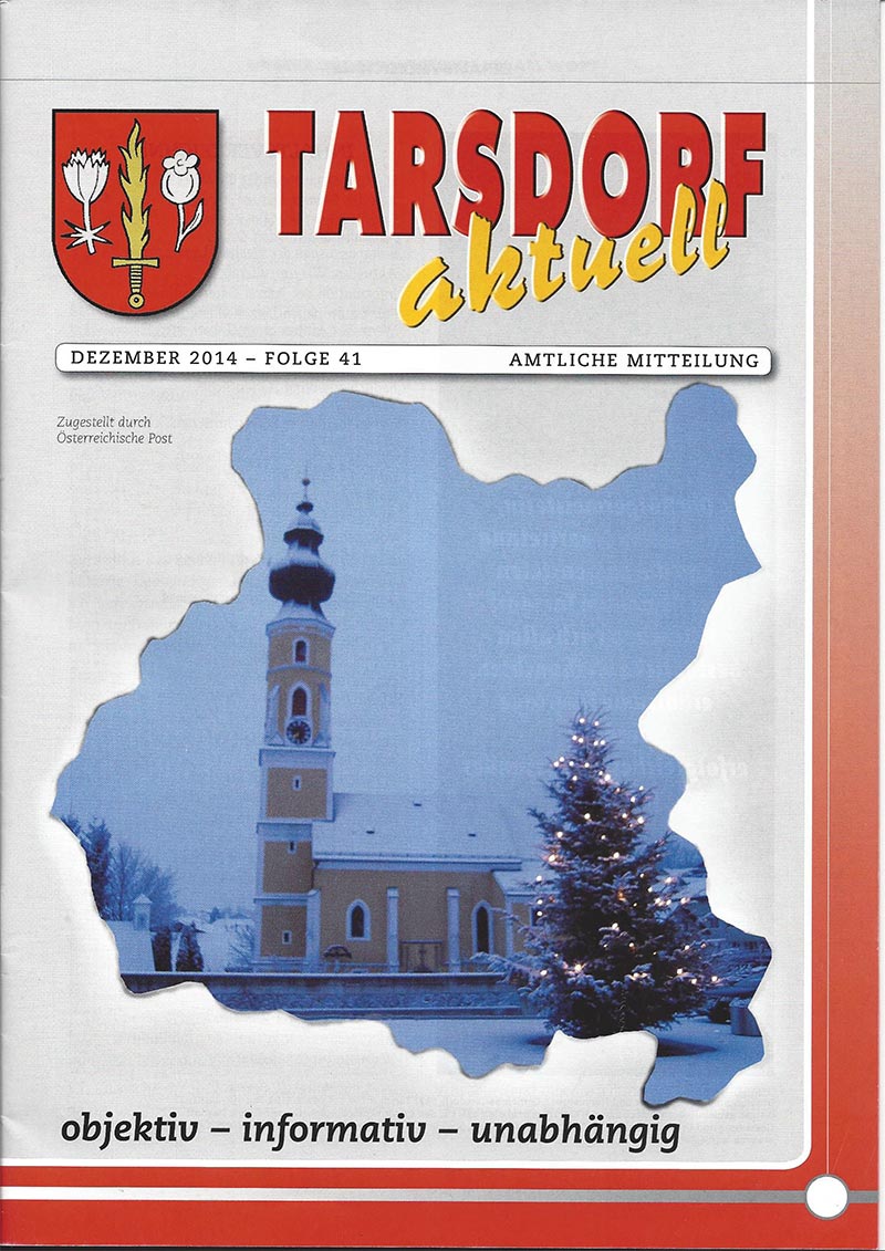 Titelblatt der Dezemberausgabe von Tarsdorf aktuell vom Dezember 2014